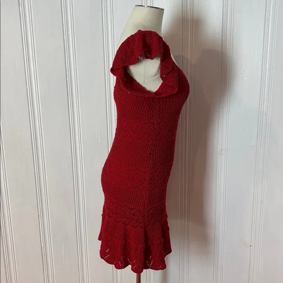 ZARA Red Crochet Dress + Slip Dress Set, 2-in-1 Summer Boho Feminine Size Small - Picture 7 of 16
